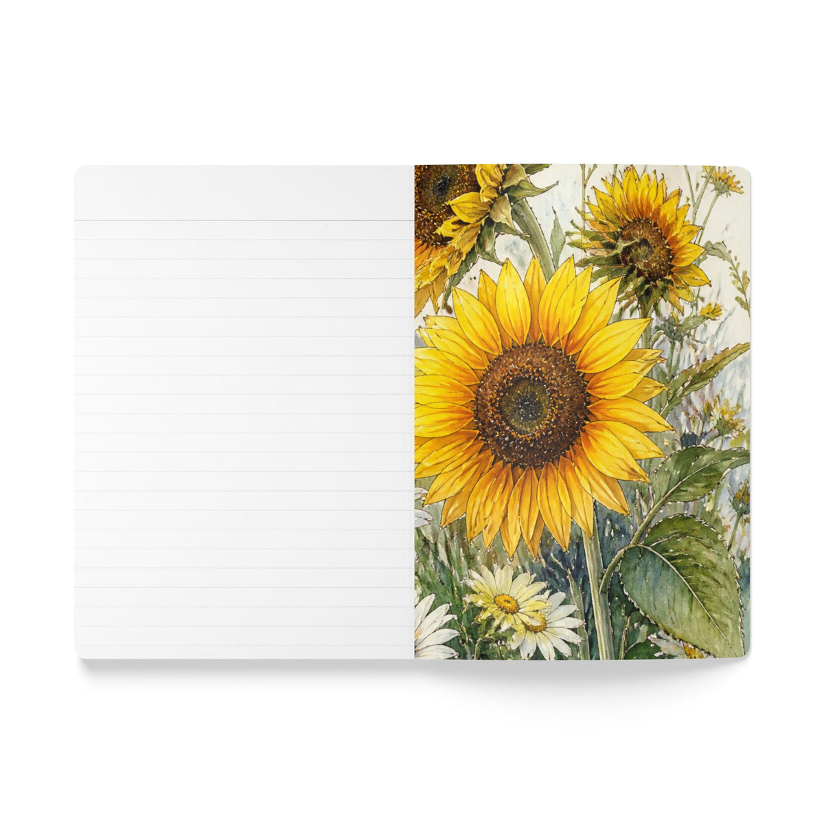 Sunflower Lovers Softcover Journal — Romantic Floral Notebook with Inside Prints
