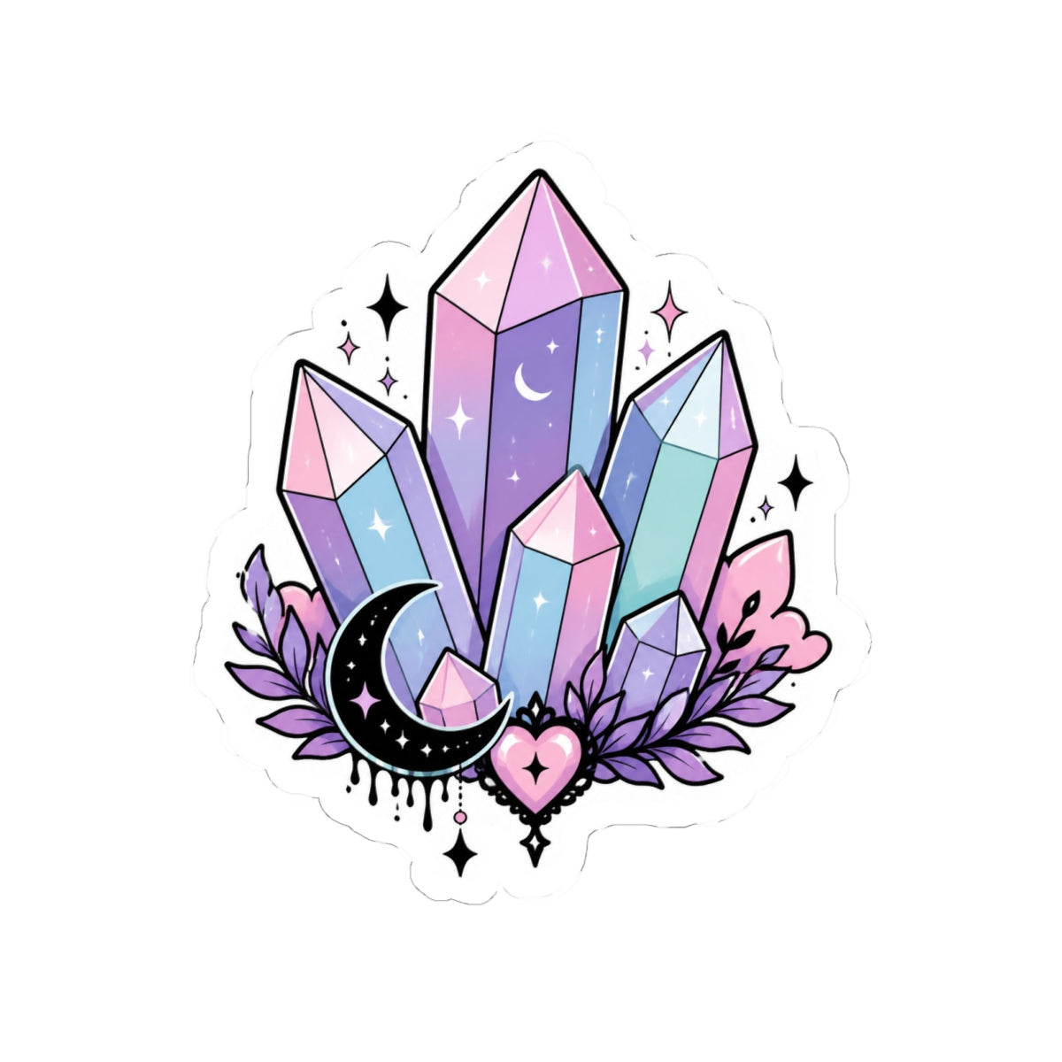 Mystical Crystal Moon Kiss-Cut Sticker