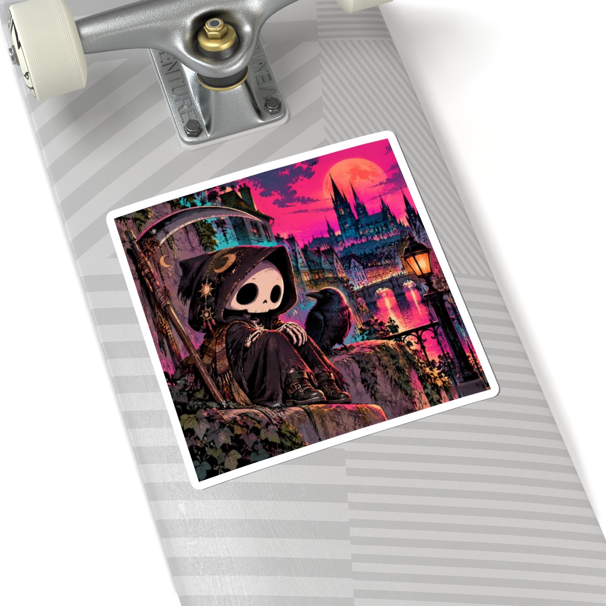 Gothic Grim Reaper Raven Kiss-Cut Sticker