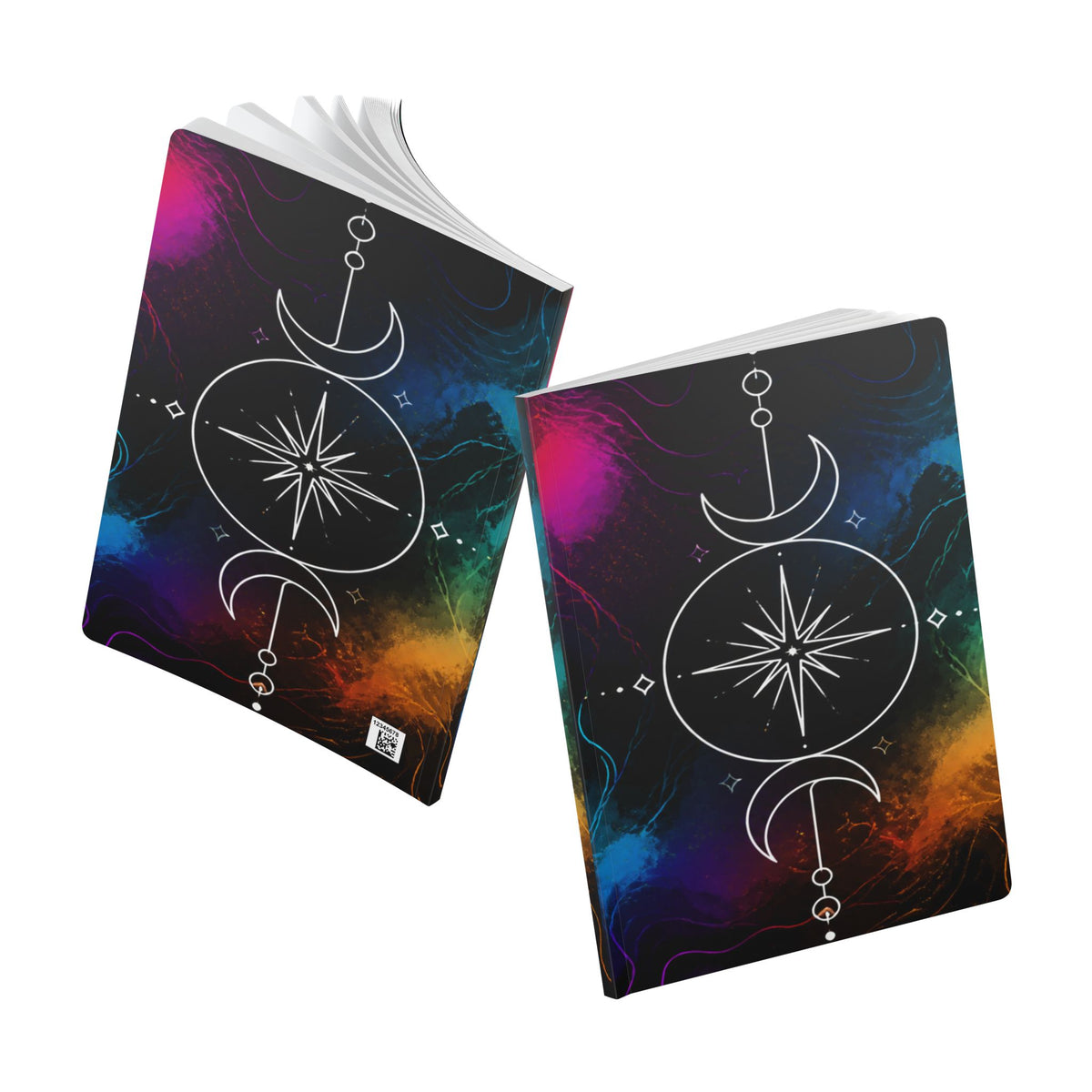 Celestial Compass Softcover Journal — Moon Phases & Starburst Notebook