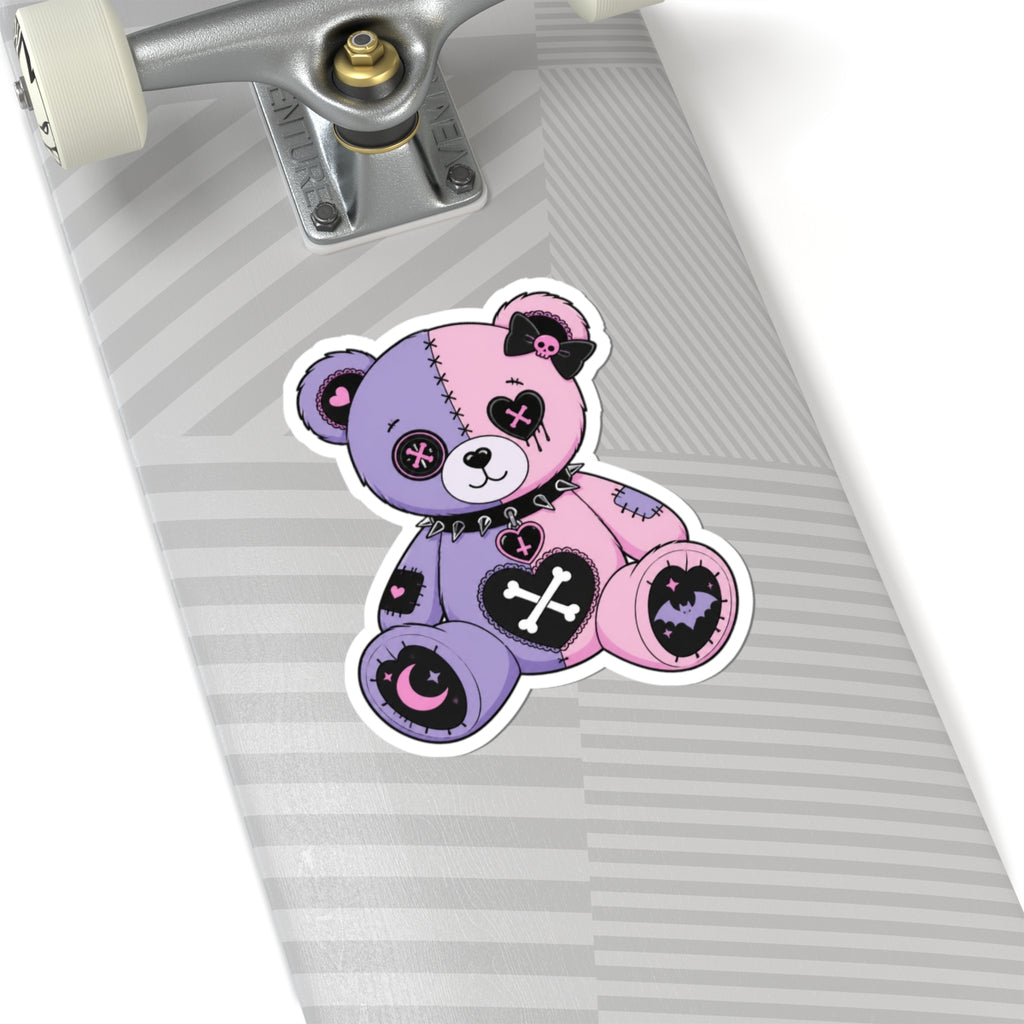 Gothic Pink and Purple Teddy Bear Kiss-Cut Sticker