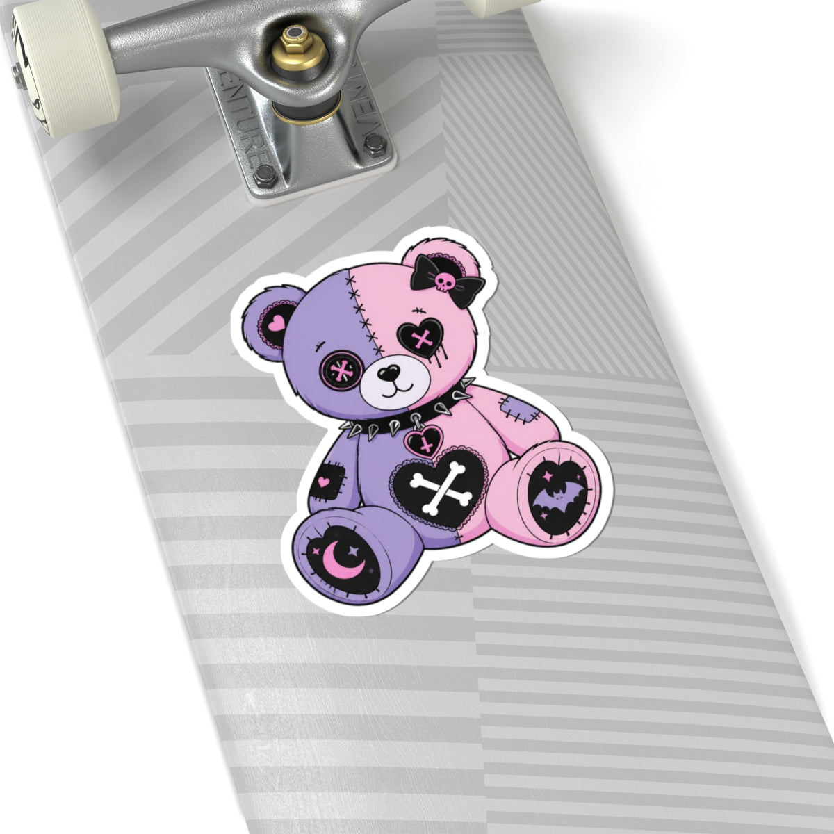 Gothic Pink and Purple Teddy Bear Kiss-Cut Sticker