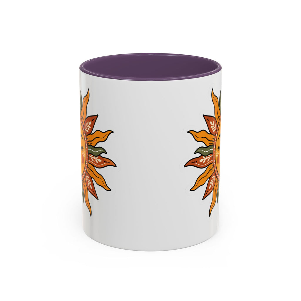 Sunface Accent Coffee Mug — Boho Sun Goddess Ceramic Mug (11/15oz)