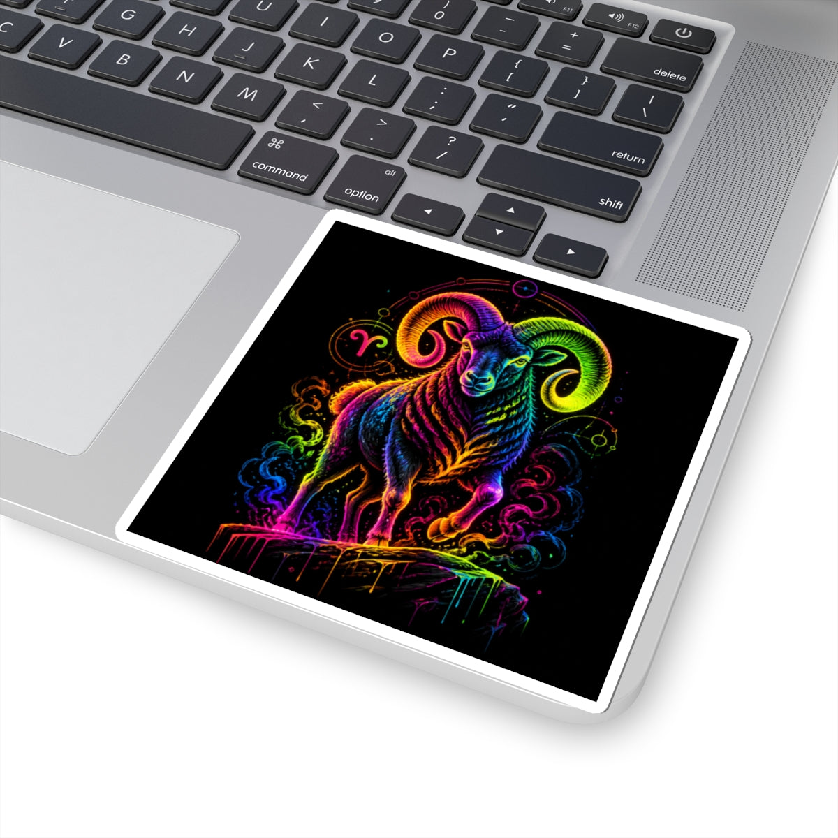 Neon Capricorn Ram Zodiac Kiss-Cut Sticker