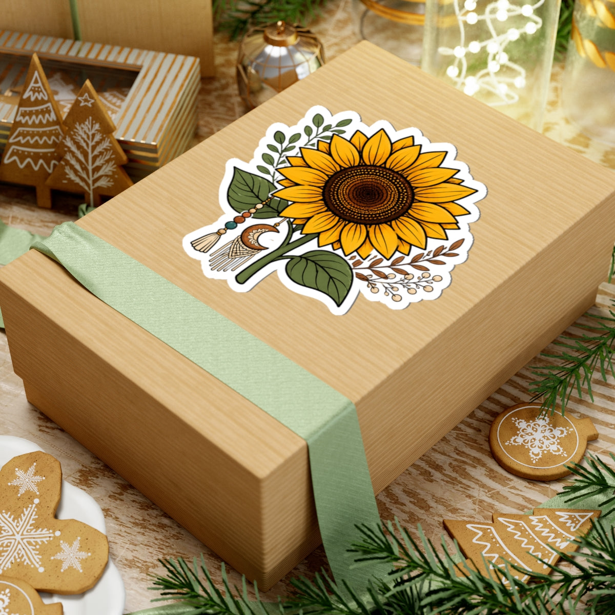 Boho Sunflower Kiss-Cut Sticker