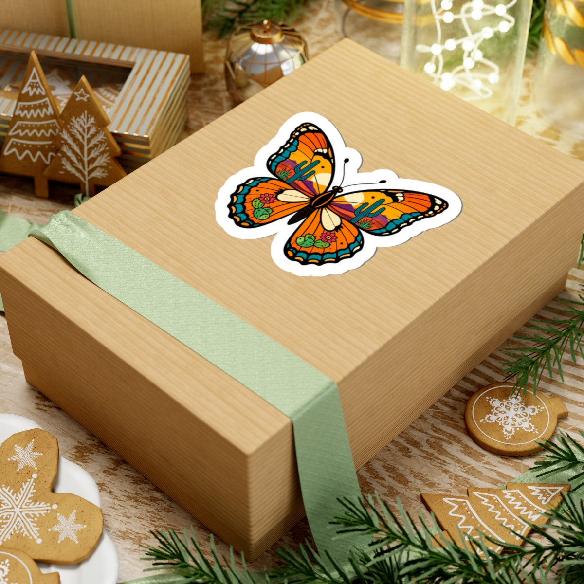Colorful Desert Butterfly Kiss-Cut Sticker