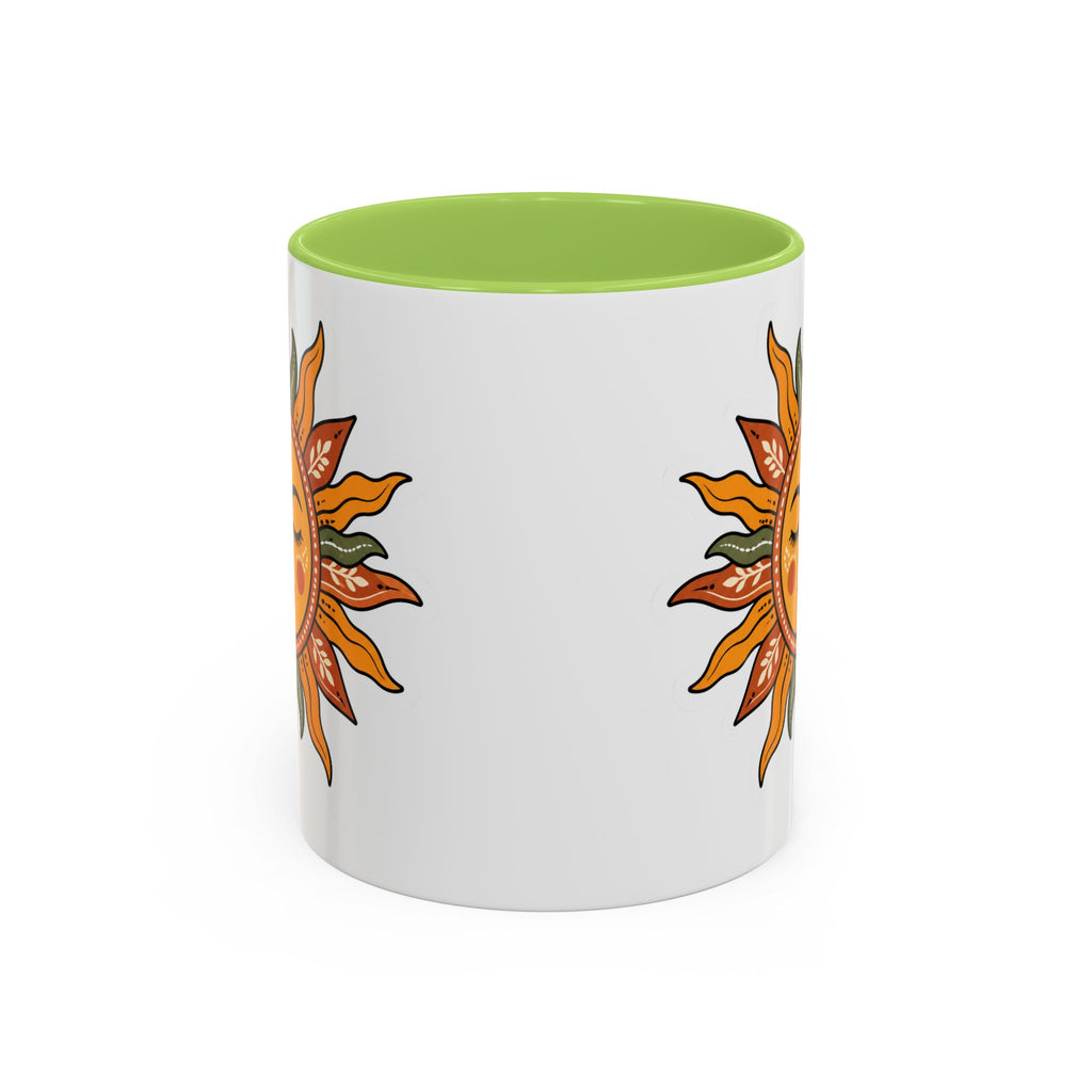 Sunface Accent Coffee Mug — Boho Sun Goddess Ceramic Mug (11/15oz)