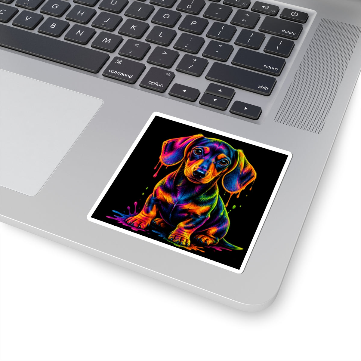 Neon Rainbow Dachshund Kiss-Cut Sticker