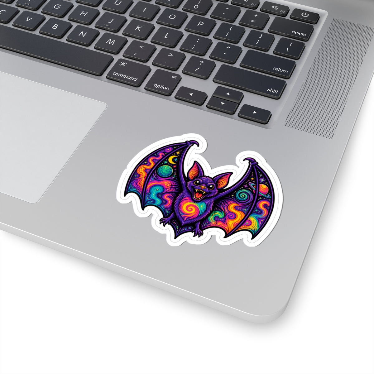 Psychedelic Bat Sticker — Colorful Cosmic Halloween Kiss-Cut Sticker