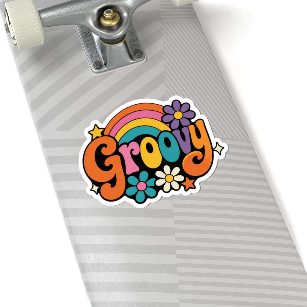 Groovy Rainbow Kiss-Cut Sticker