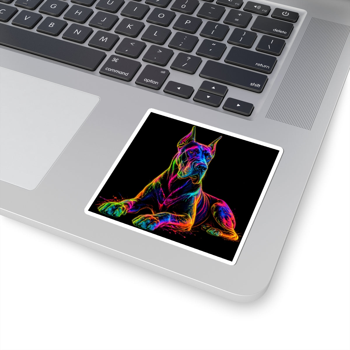 Neon Rainbow Great Dane Dog Kiss-Cut Sticker