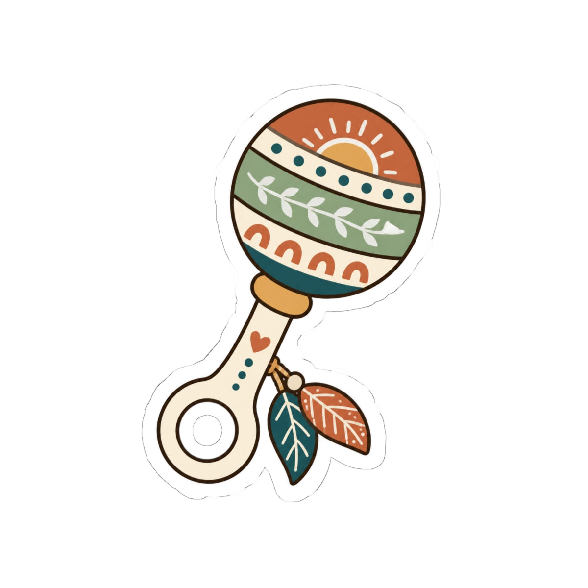 Boho Floral Rattle Kiss-Cut Sticker