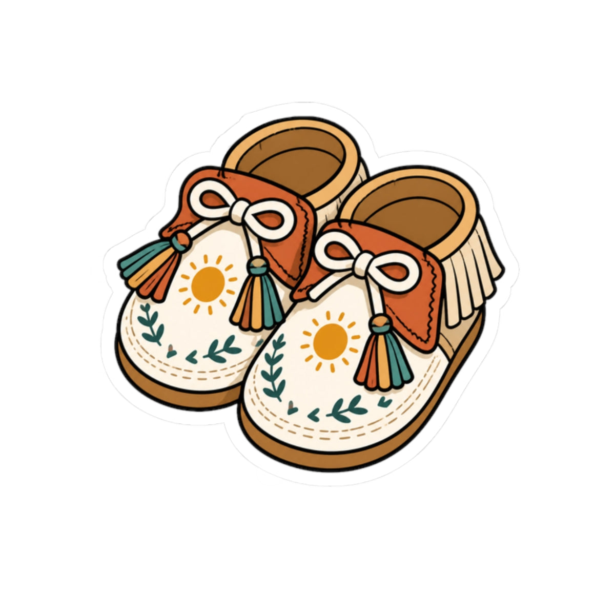 Kiss-Cut Stickers – Cozy Boho Baby Moccasins