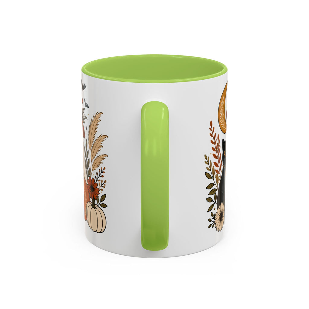 Halloween Ghost & Black Cat Accent Coffee Mug — Spooky Pumpkin Fall Coffee Cup (11/15oz)
