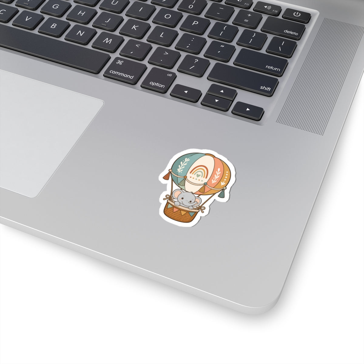 Cute Elephant Rainbow Hot Air Balloon Kiss-Cut Sticker