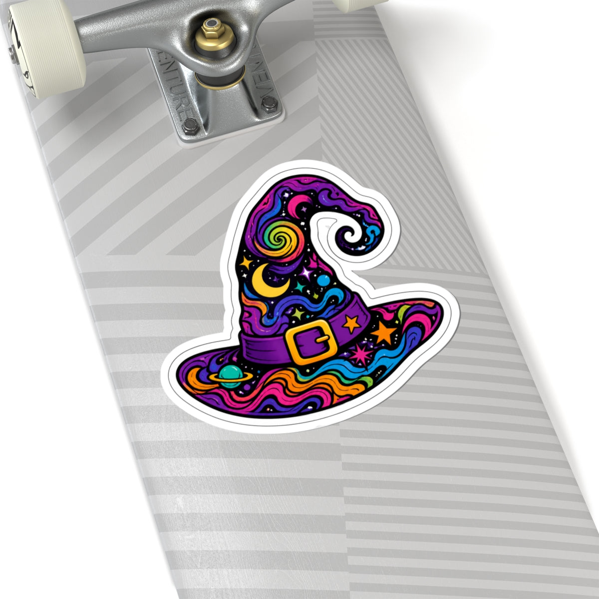 Psychedelic Witch Hat Sticker — Colorful Magic Kiss-Cut Decal for Laptops & Journals