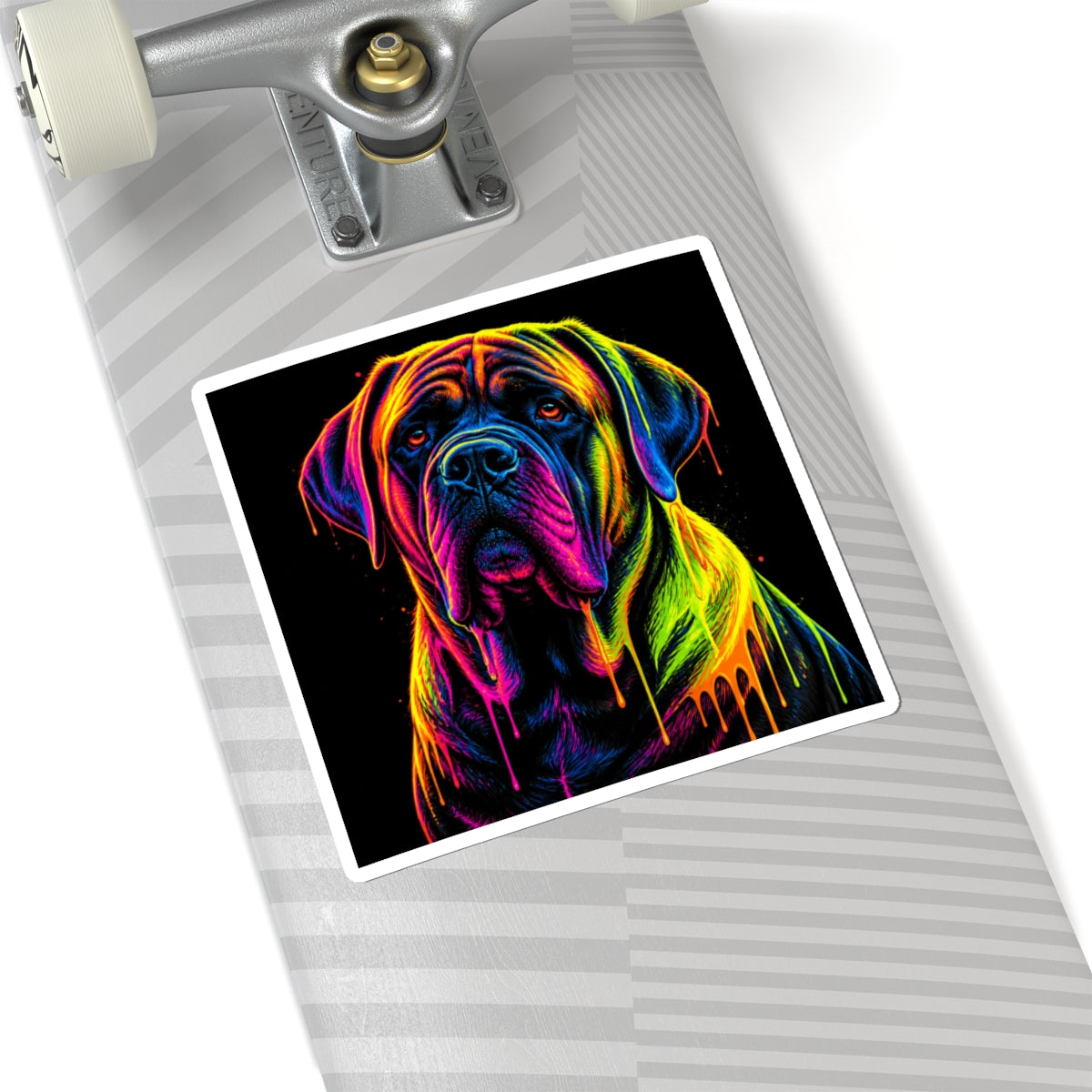Neon Rainbow Mastiff Dog Kiss-Cut Sticker