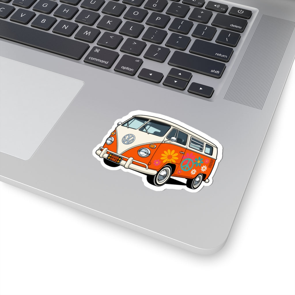 Vintage Hippie Camper Van Kiss-Cut Sticker