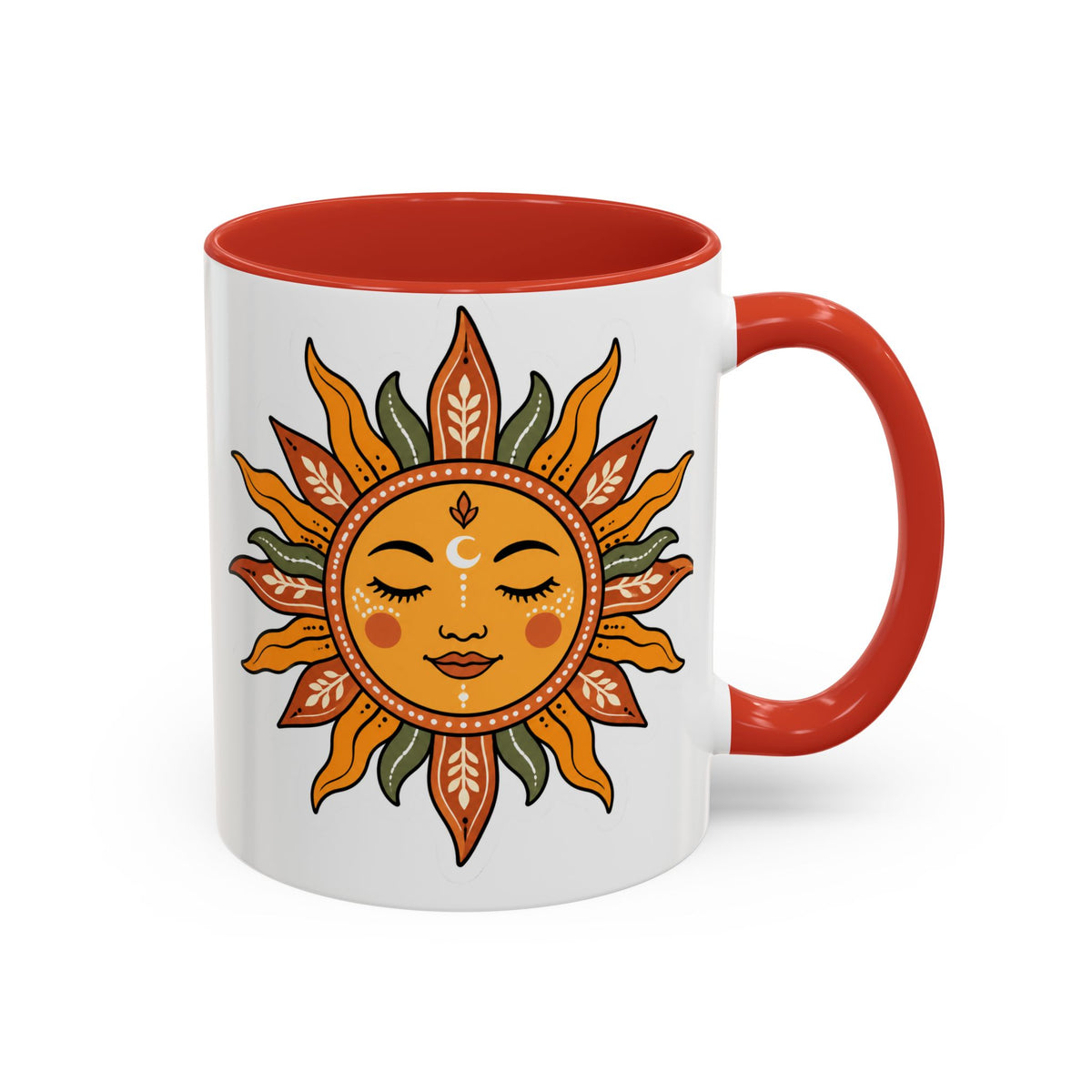 Sunface Accent Coffee Mug — Boho Sun Goddess Ceramic Mug (11/15oz)