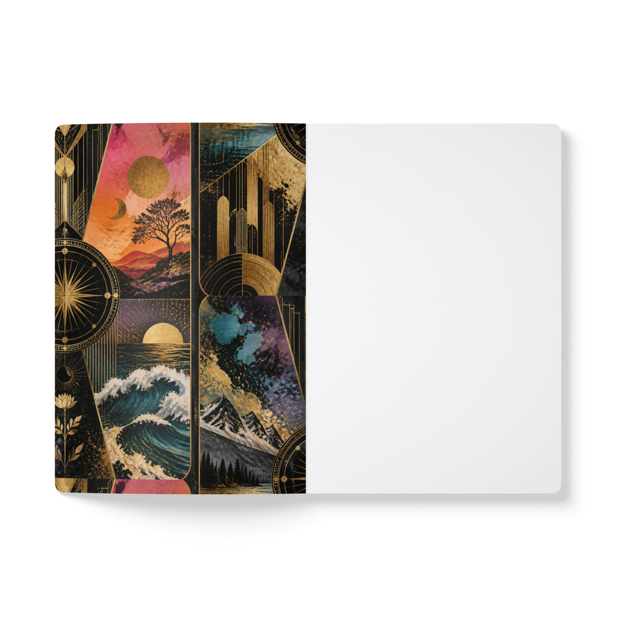 Fractured Gold Tarot Softcover Journal — Celestial Nature Art Notebook with Inside Prints