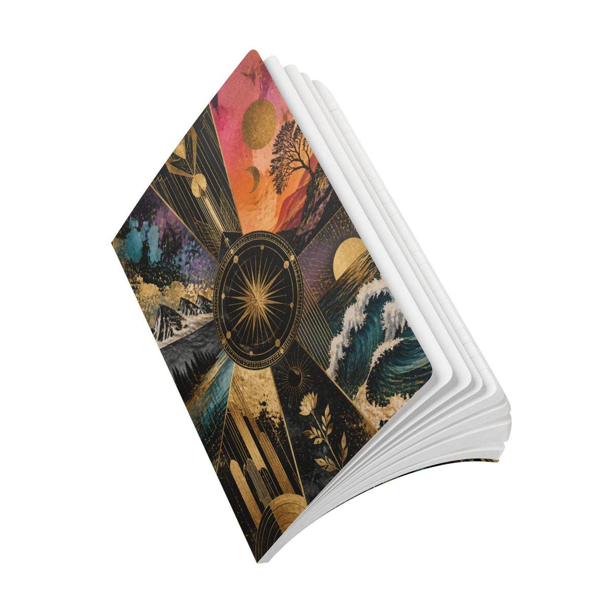 Fractured Gold Tarot Softcover Journal — Celestial Nature Art Notebook with Inside Prints