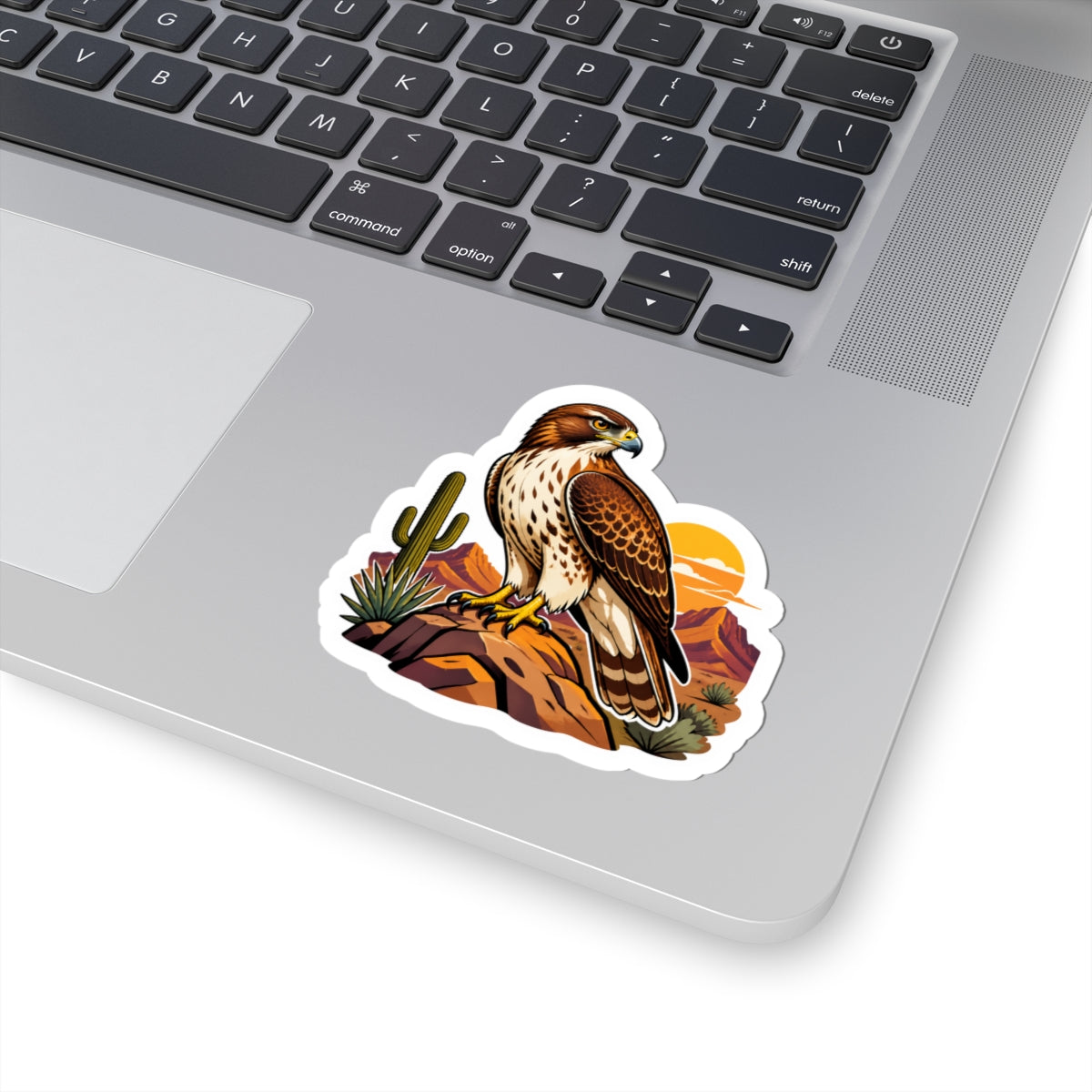 Desert Hawk and Cactus Kiss-Cut Sticker