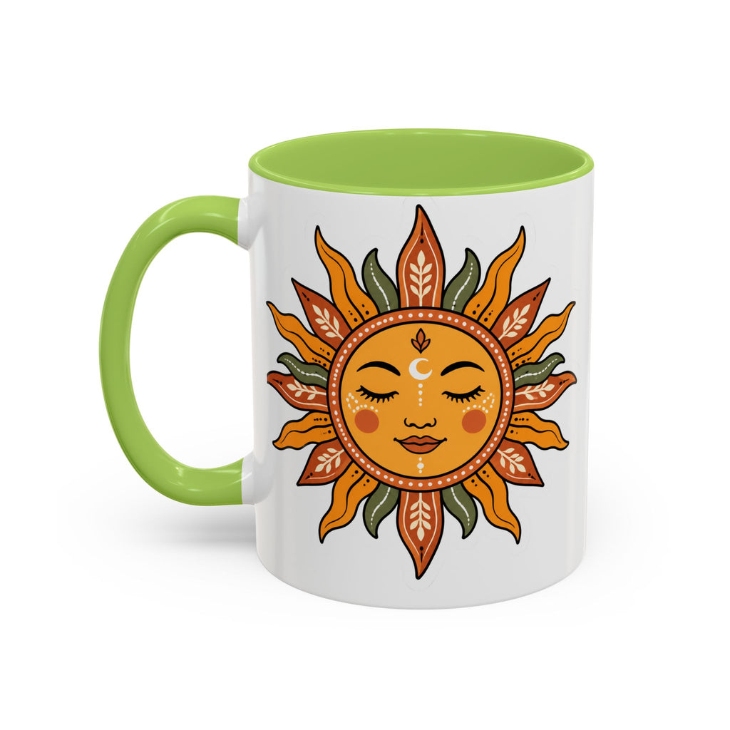 Sunface Accent Coffee Mug — Boho Sun Goddess Ceramic Mug (11/15oz)