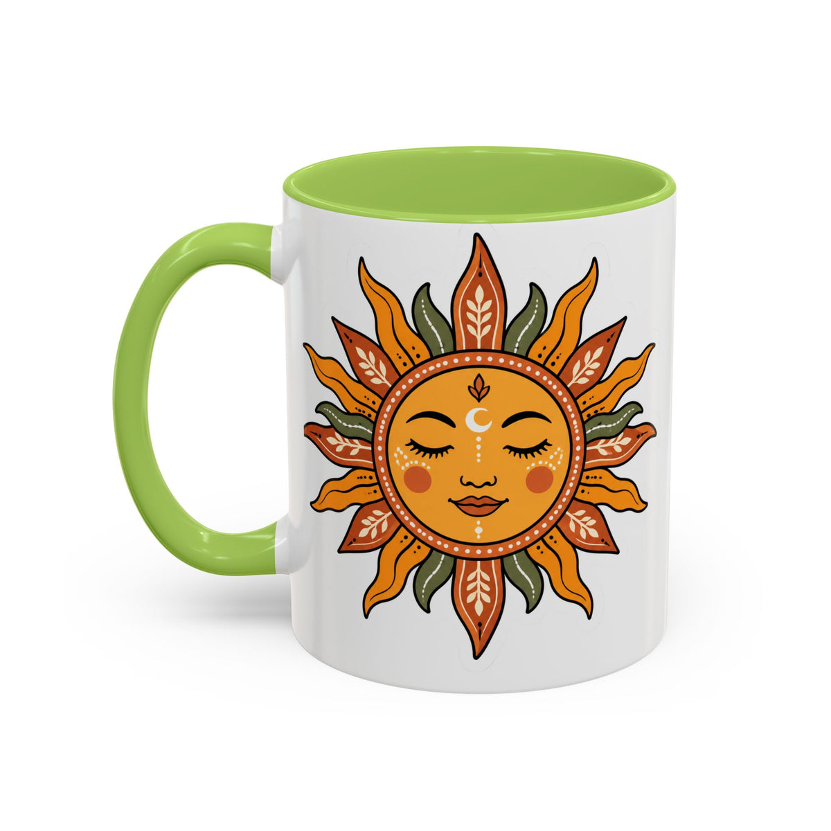Sunface Accent Coffee Mug — Boho Sun Goddess Ceramic Mug (11/15oz)