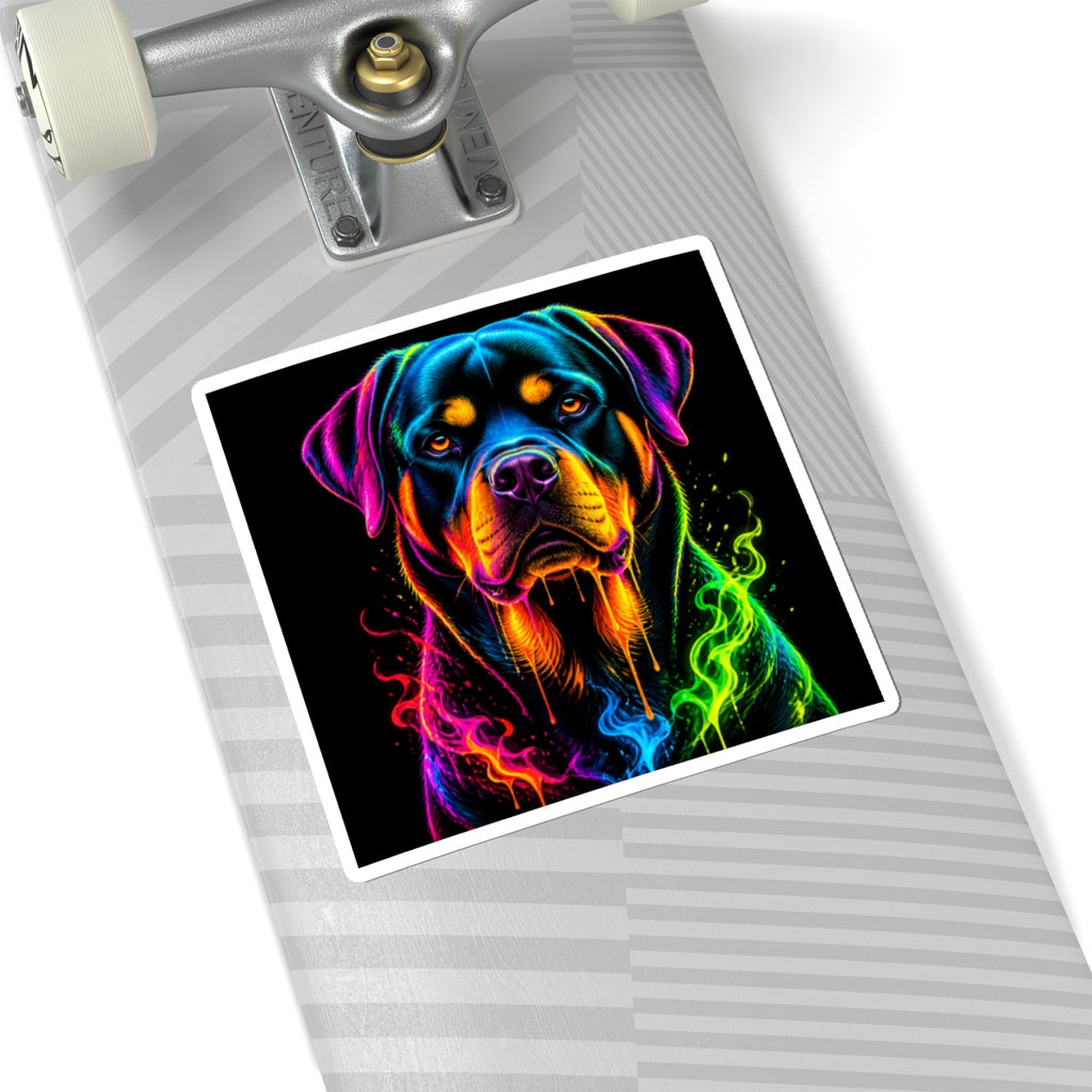 Neon Rottweiler Rainbow Dog Kiss-Cut Sticker