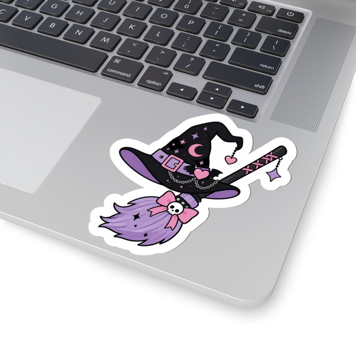 Pastel Gothic Witch Broom Kiss-Cut Sticker