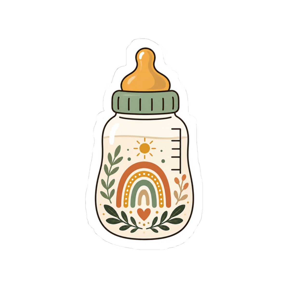 Rainbow Boho Baby Bottle Kiss-Cut Sticker