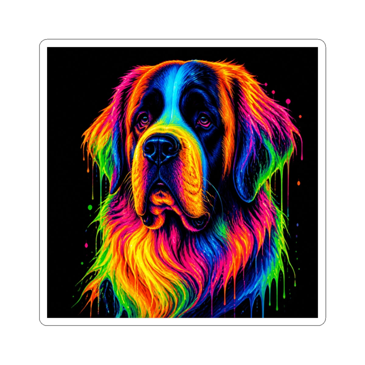 Rainbow Saint Bernard Dog Kiss-Cut Sticker