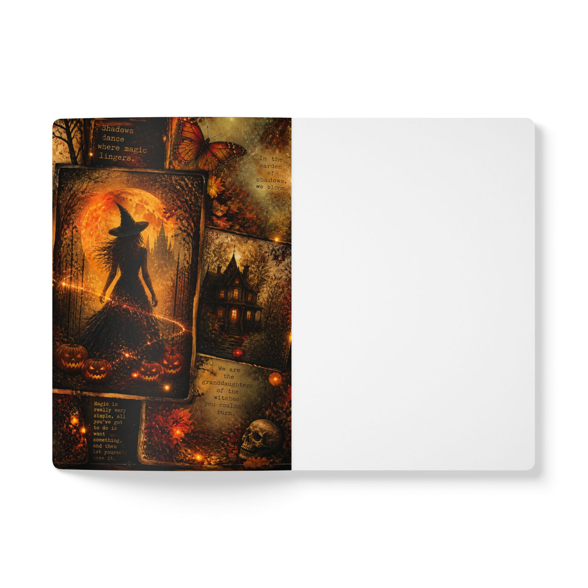 Halloween Witch & Pumpkin Softcover Journal — Magic, Jack-o'-Lantern & Black Cat Notebook