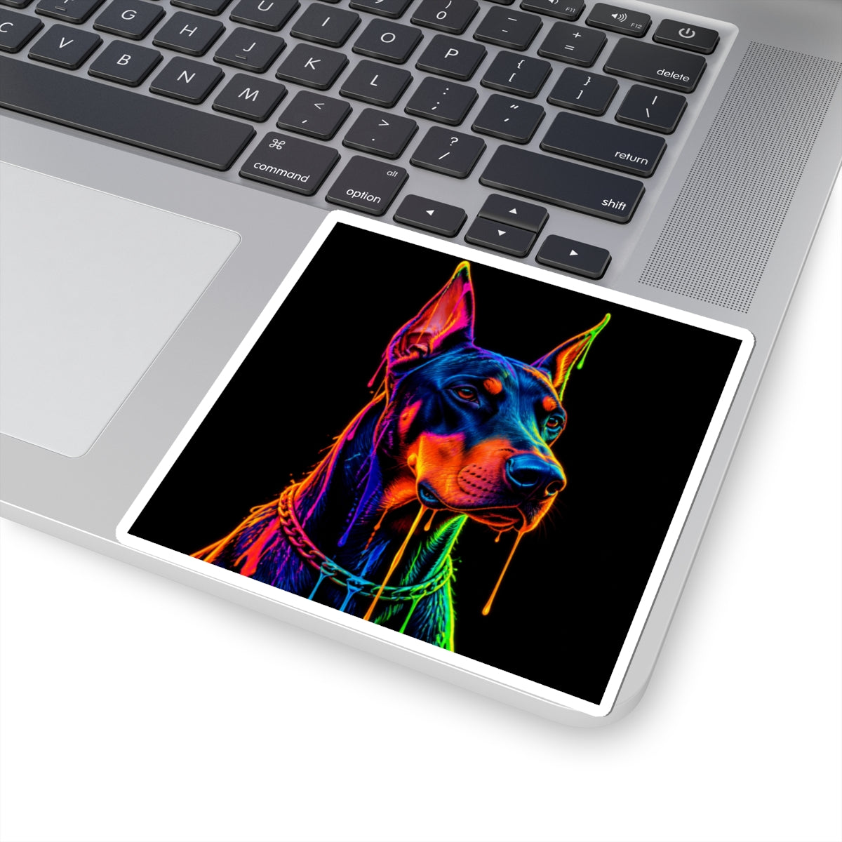 Neon Doberman Dog Kiss-Cut Sticker