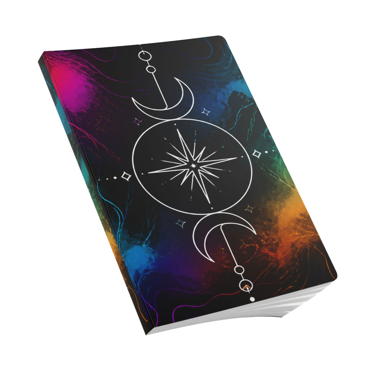 Celestial Compass Softcover Journal — Moon Phases & Starburst Notebook