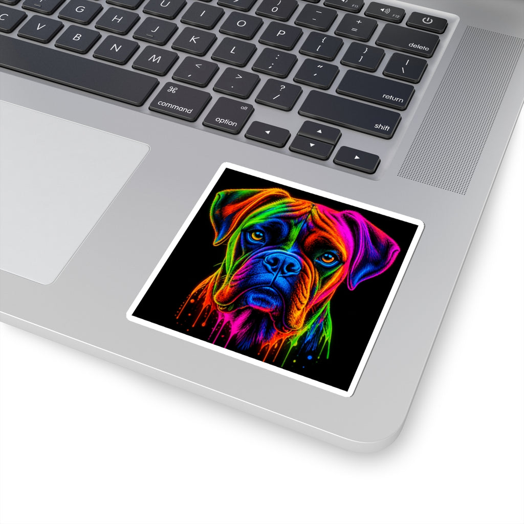 Rainbow Boxer Dog Kiss-Cut Sticker