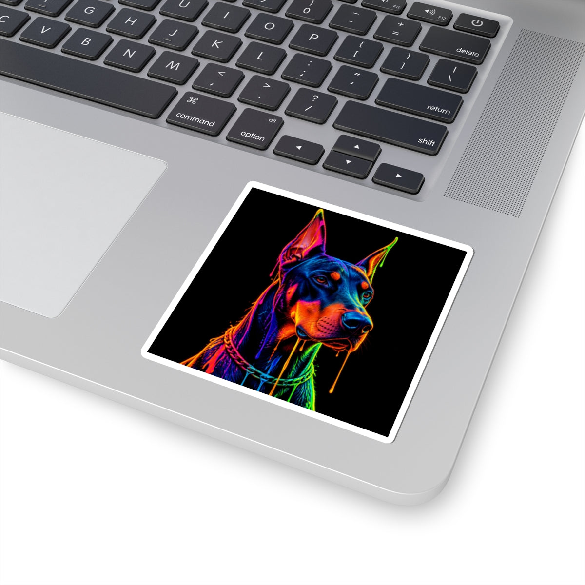 Neon Doberman Dog Kiss-Cut Sticker