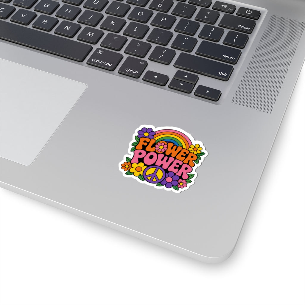 Flower Power Peace Rainbow Kiss-Cut Sticker