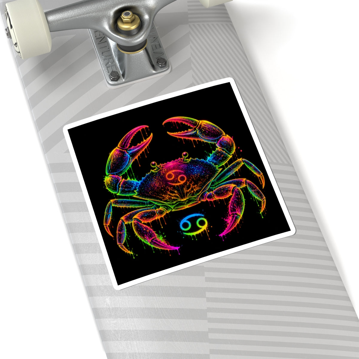 Neon Cancer Zodiac Crab Kiss-Cut Sticker