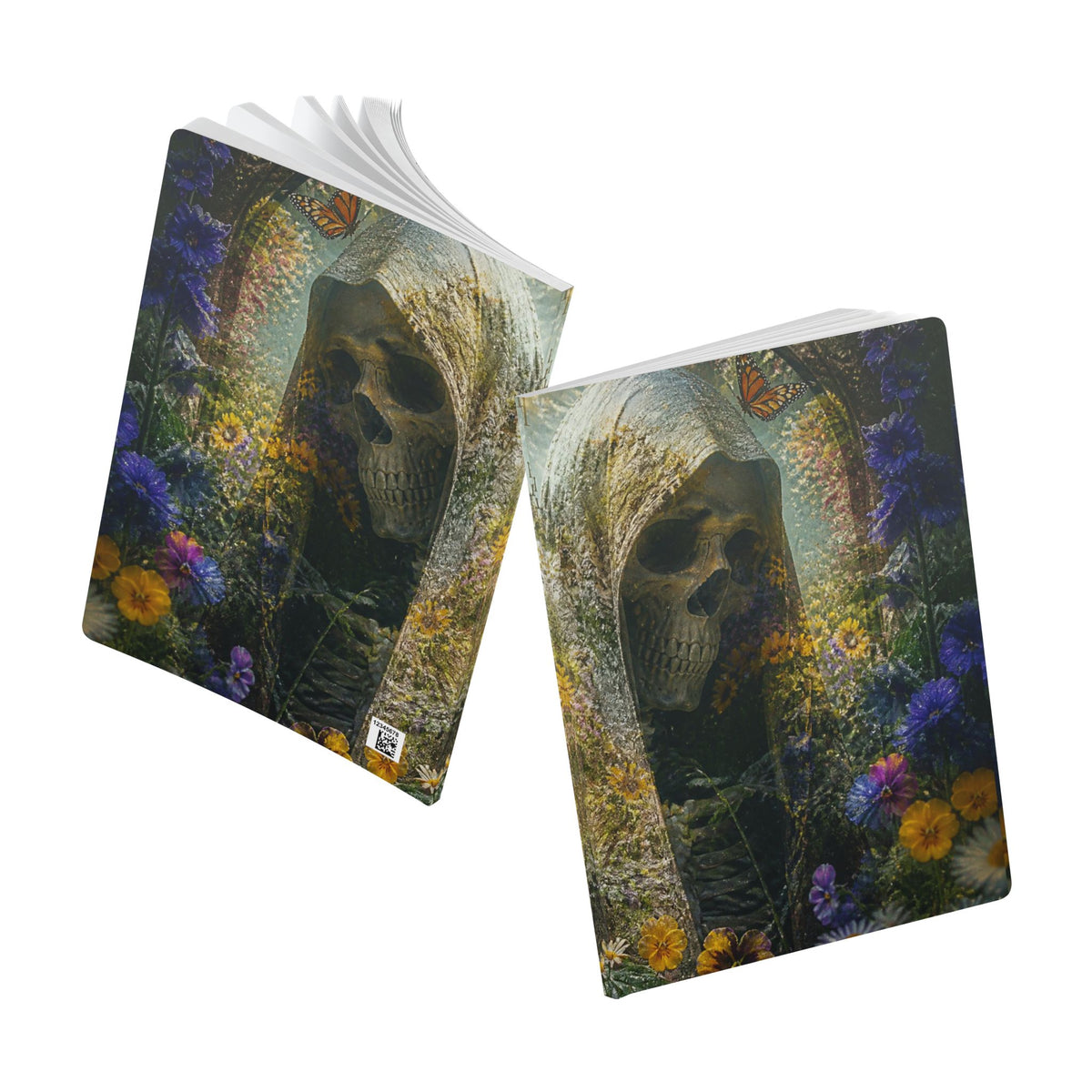 Floral Reaper Softcover Journal — Gothic Skull & Wildflower Notebook