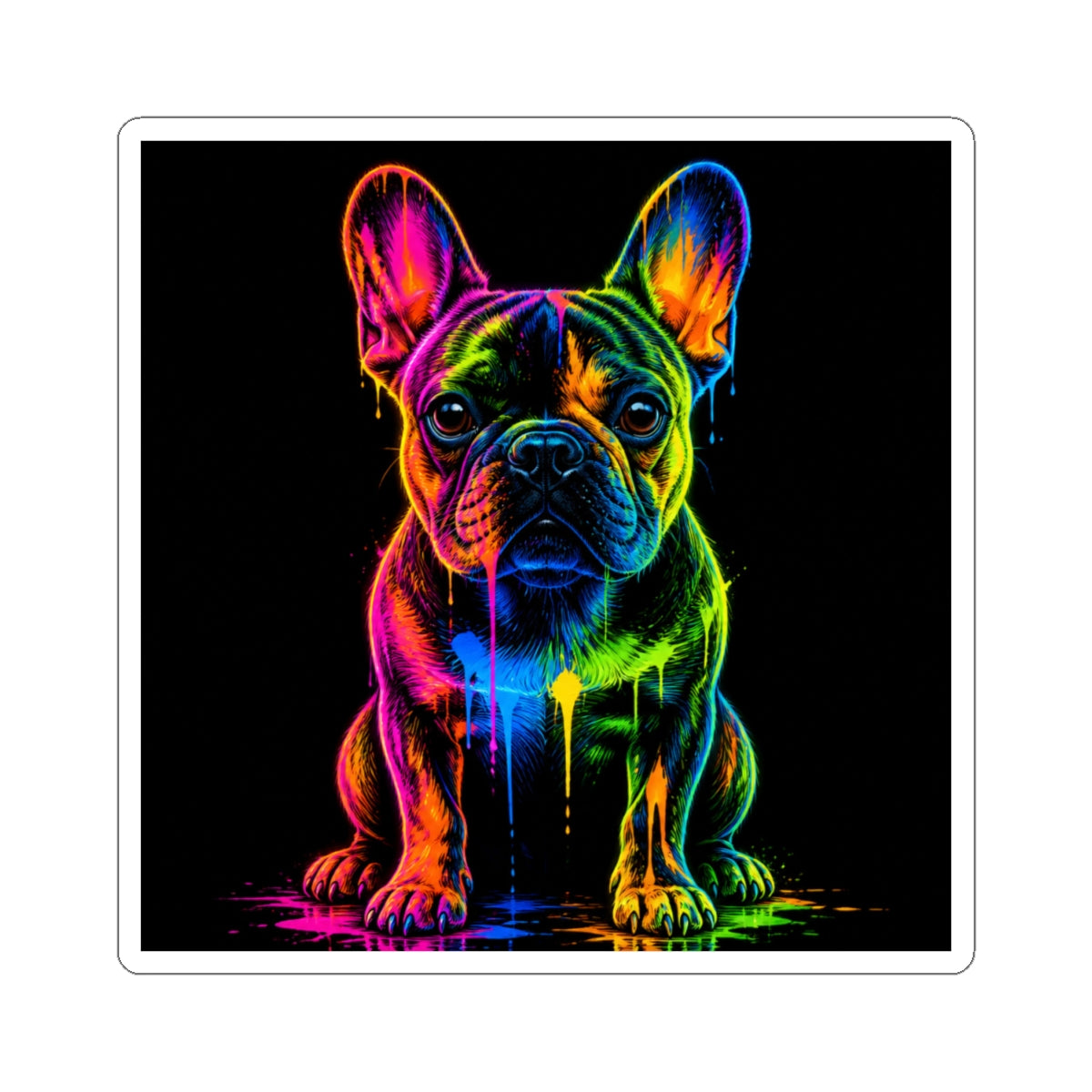 Neon French Bulldog Kiss-Cut Sticker