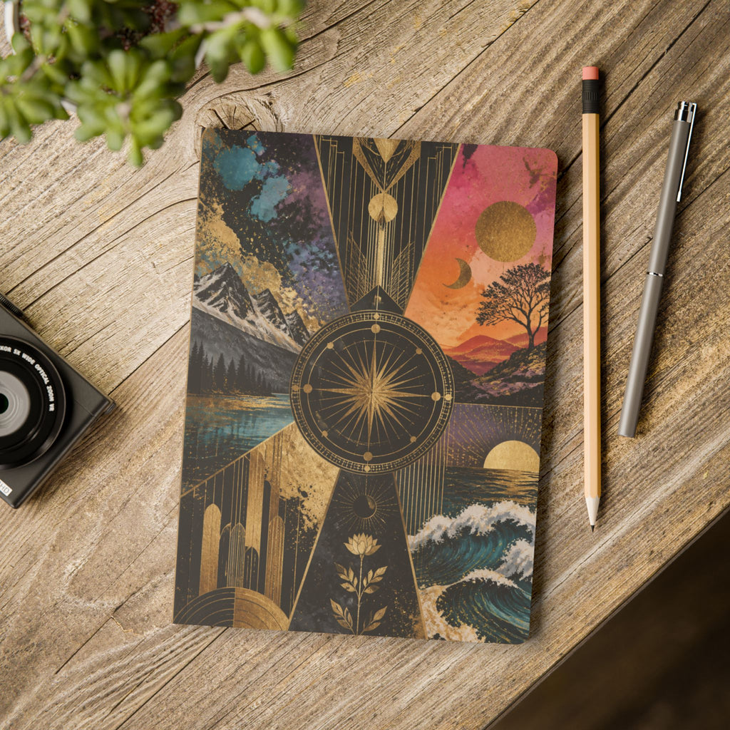 Fractured Gold Tarot Softcover Journal — Celestial Nature Art Notebook with Inside Prints