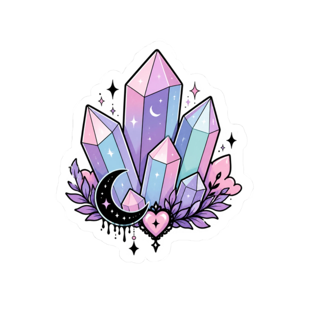 Mystical Crystal Moon Kiss-Cut Sticker