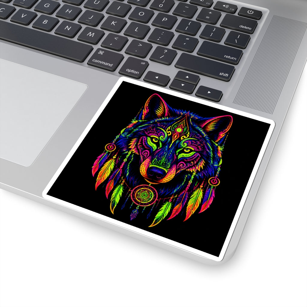 Colorful Wolf Dreamcatcher Kiss-Cut Sticker