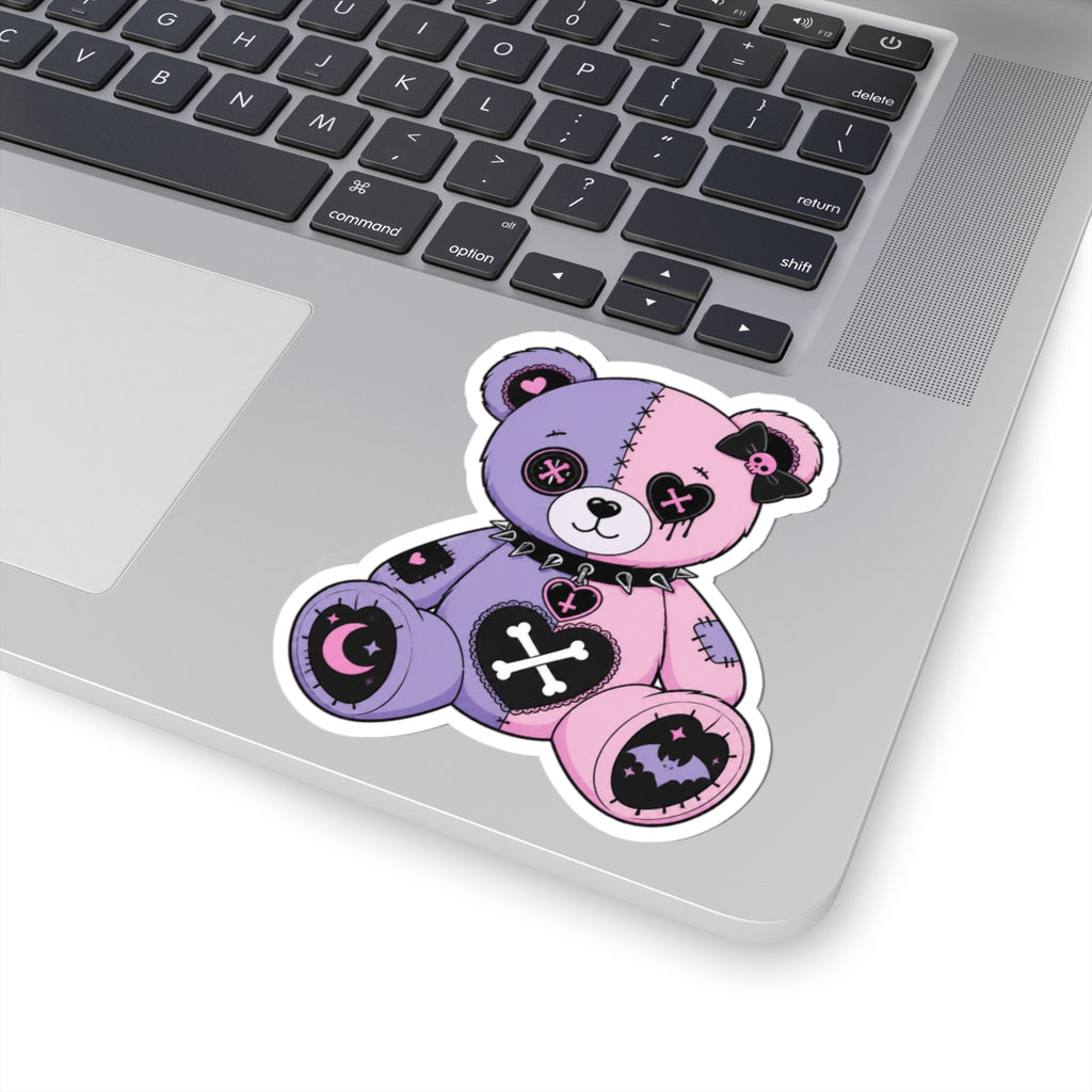 Gothic Pink and Purple Teddy Bear Kiss-Cut Sticker
