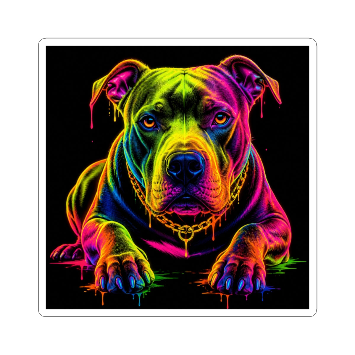 Neon Pit Bull Kiss-Cut Sticker