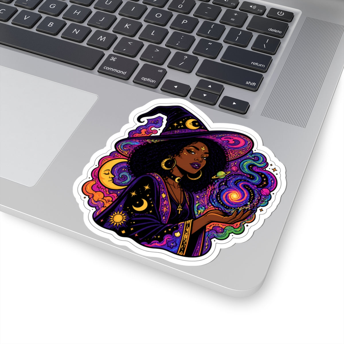 Mystic Witch Sticker — Afro Magic Kiss-Cut Vinyl Sticker