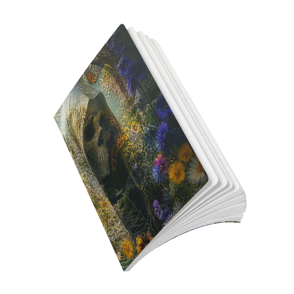 Floral Reaper Softcover Journal — Gothic Skull & Wildflower Notebook