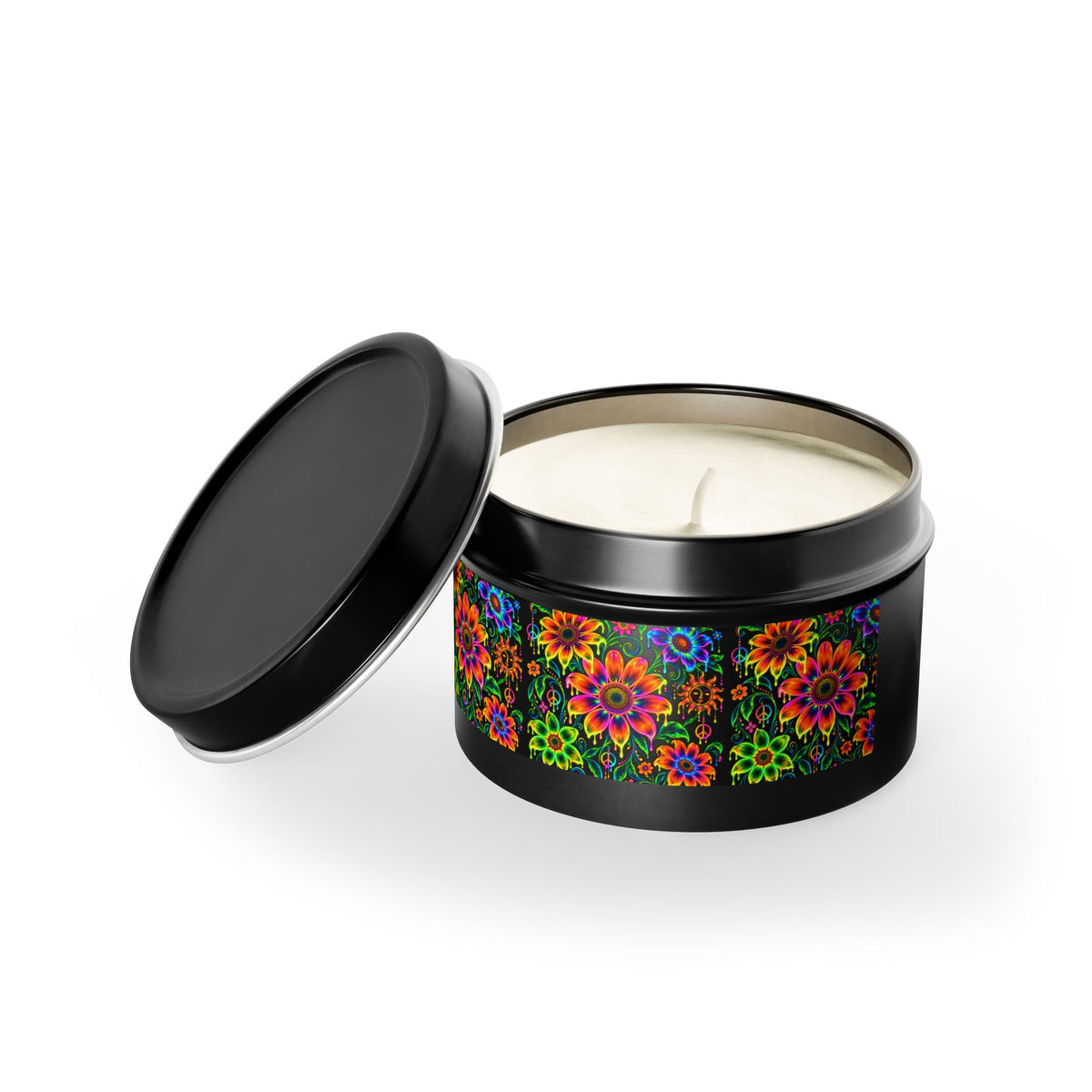 Colorful Floral Tin Candle