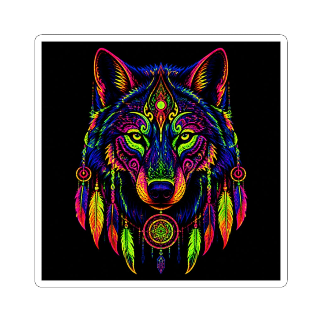 Colorful Wolf Dreamcatcher Kiss-Cut Sticker